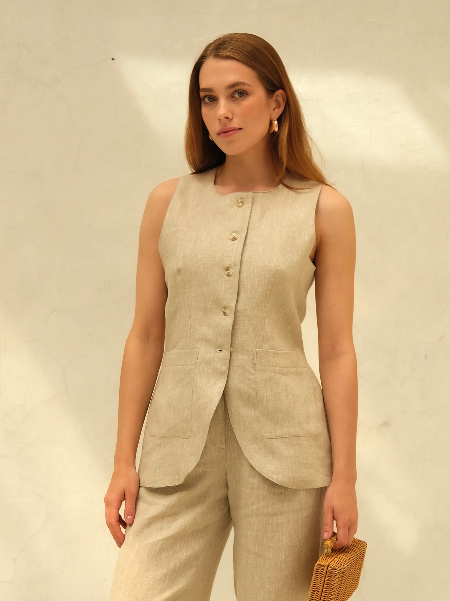 Leinenweste, Naturbeige