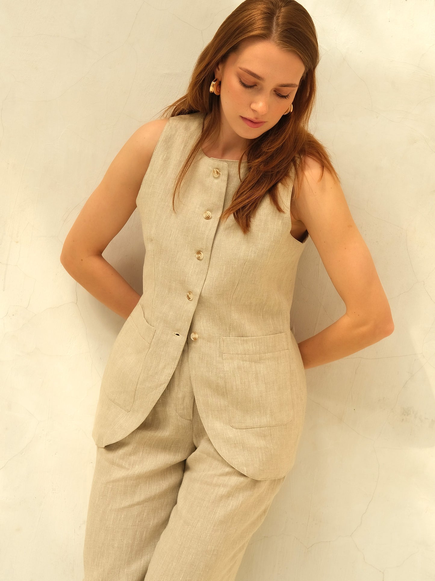 Leinenweste, Naturbeige
