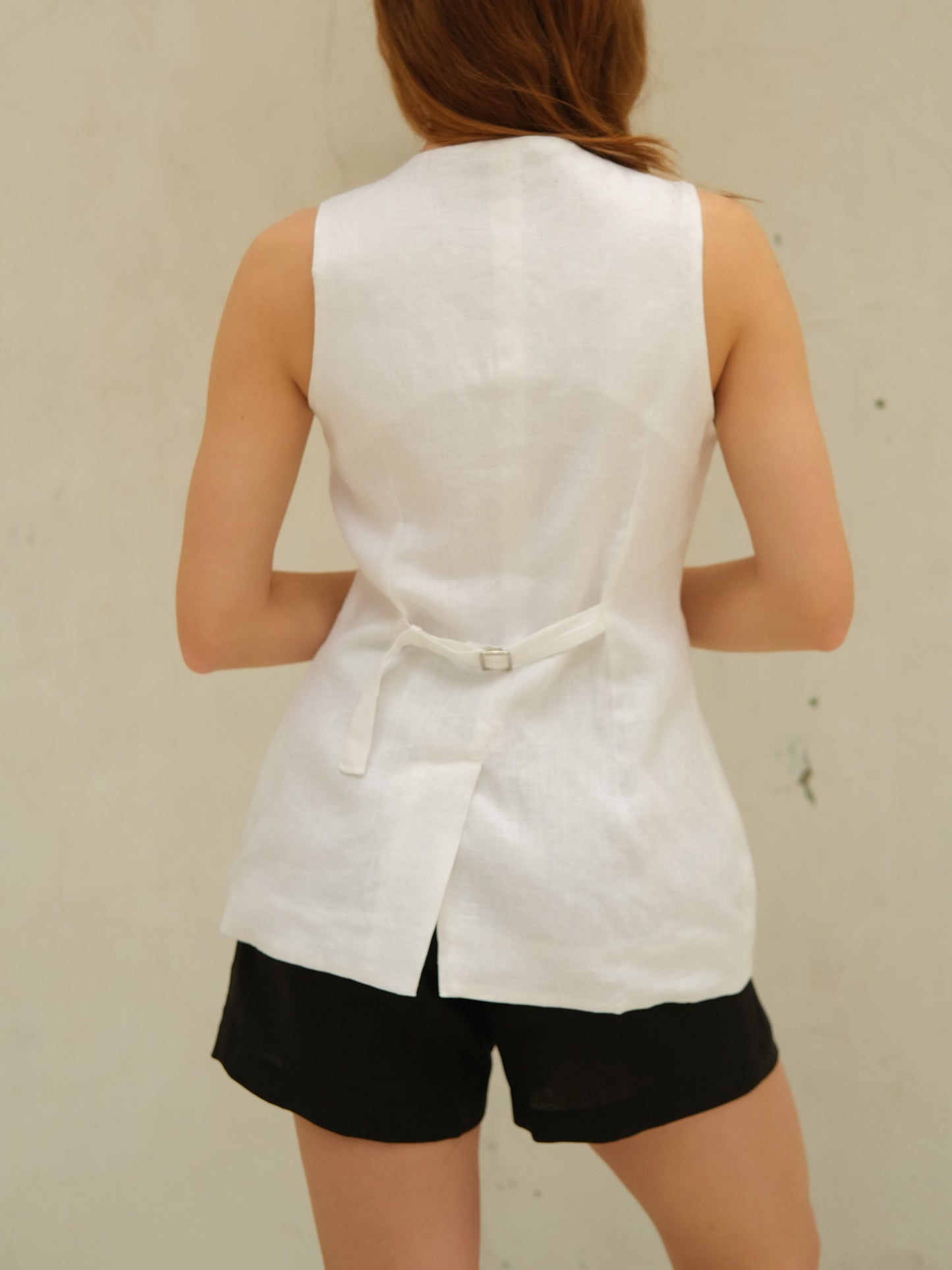 Leinen-Bermudashorts, Schwarz