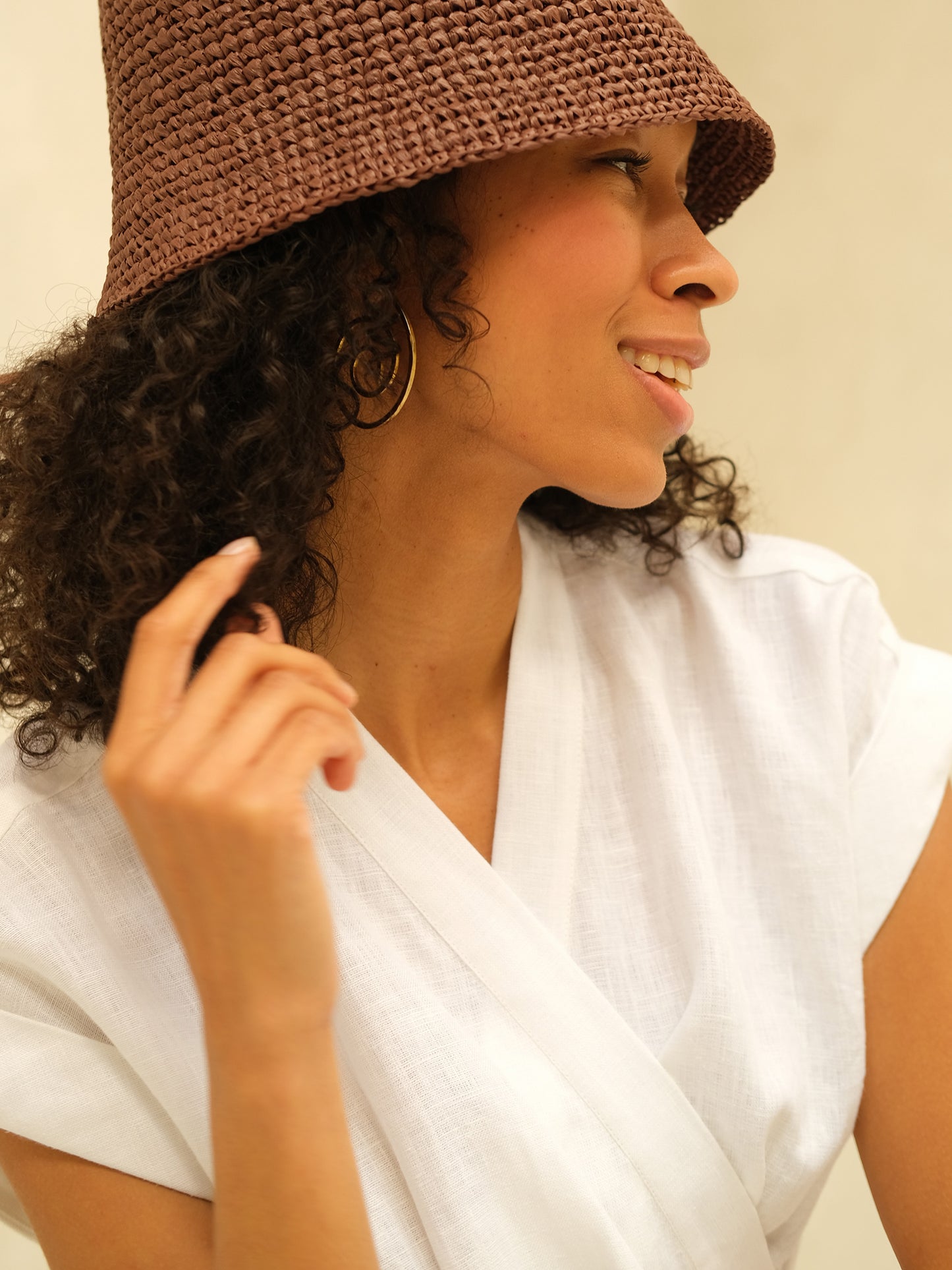 Wickel-Midikleid aus Leinen, Weiß