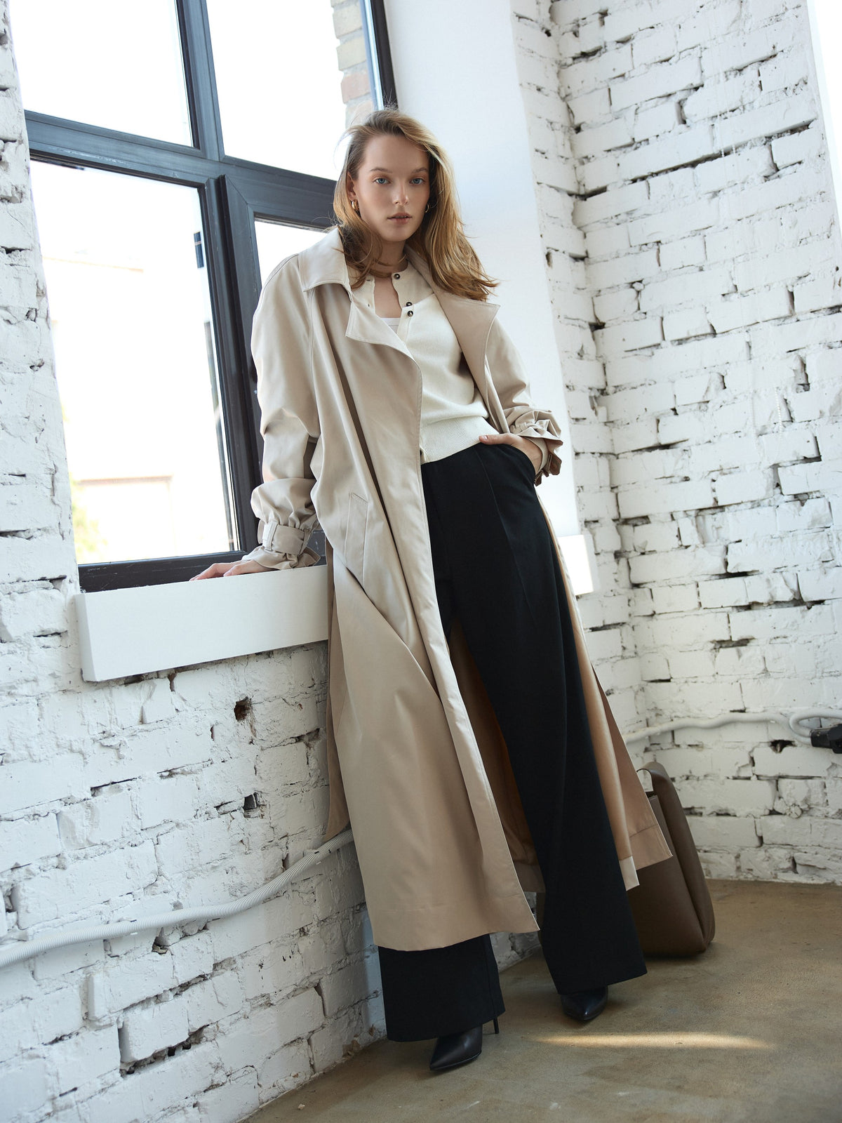 CHÉLIE long milk oversized trench coat