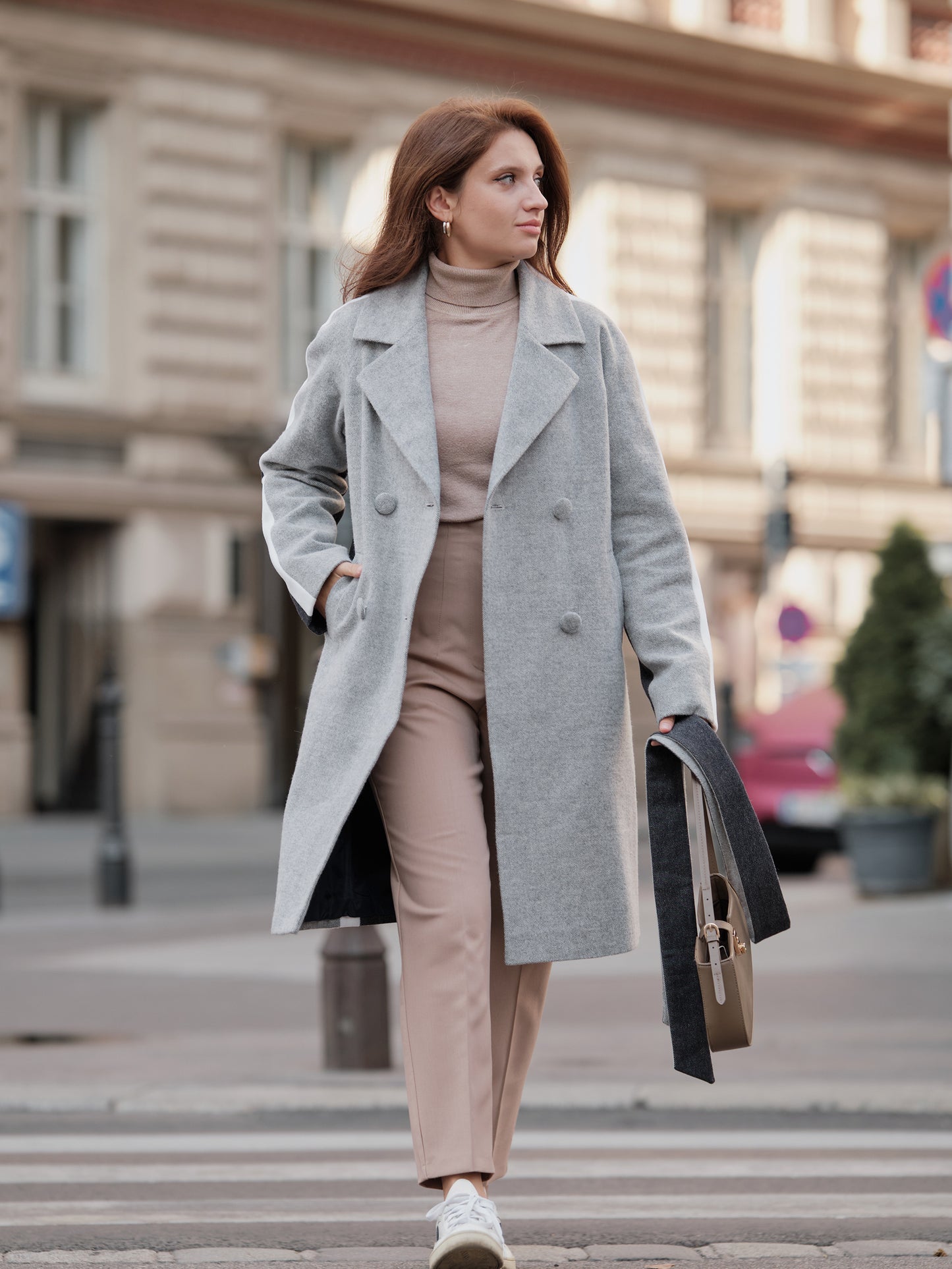 Three-color Midi Wool Coat 4