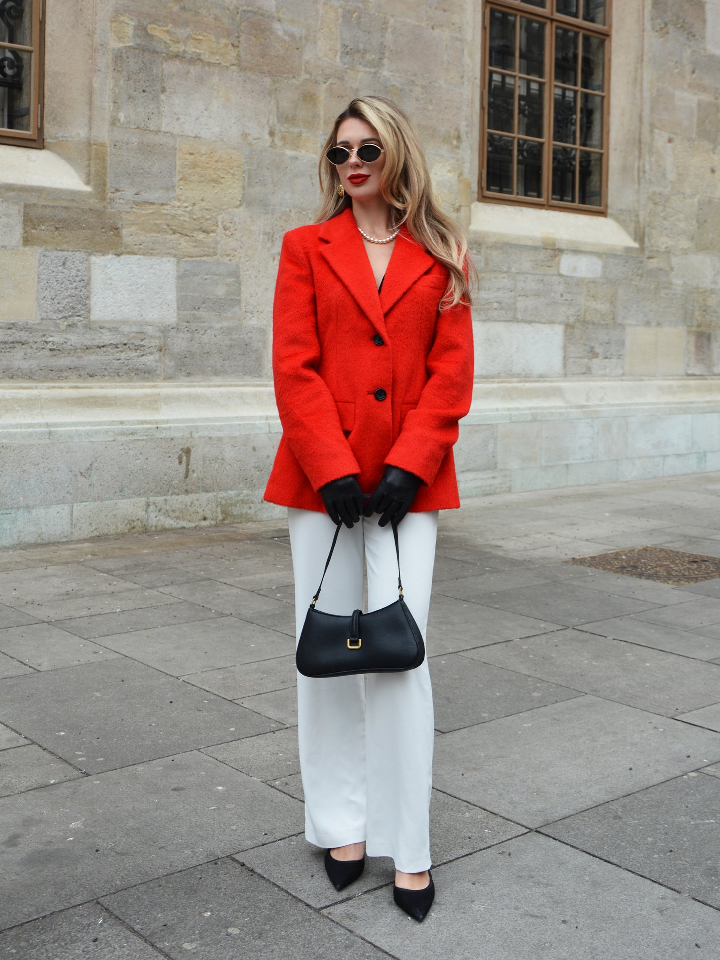 Maßgeschneiderter roter Mohair-Blazer
