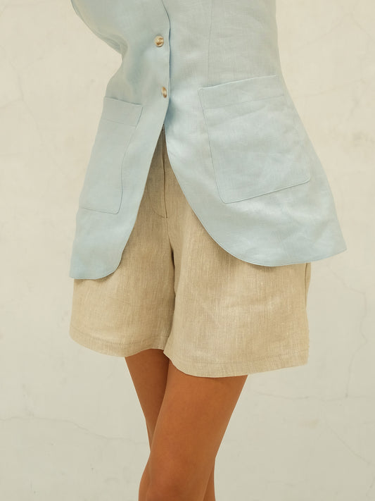 Leinen-Bermudashorts, Naturbeige