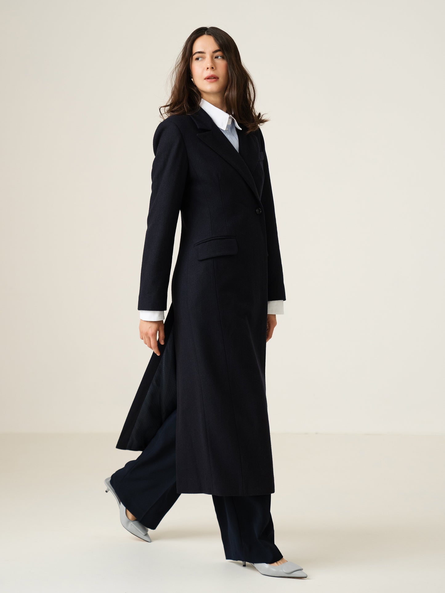 Wool & Cashmere Coat "Queen", Navy blue