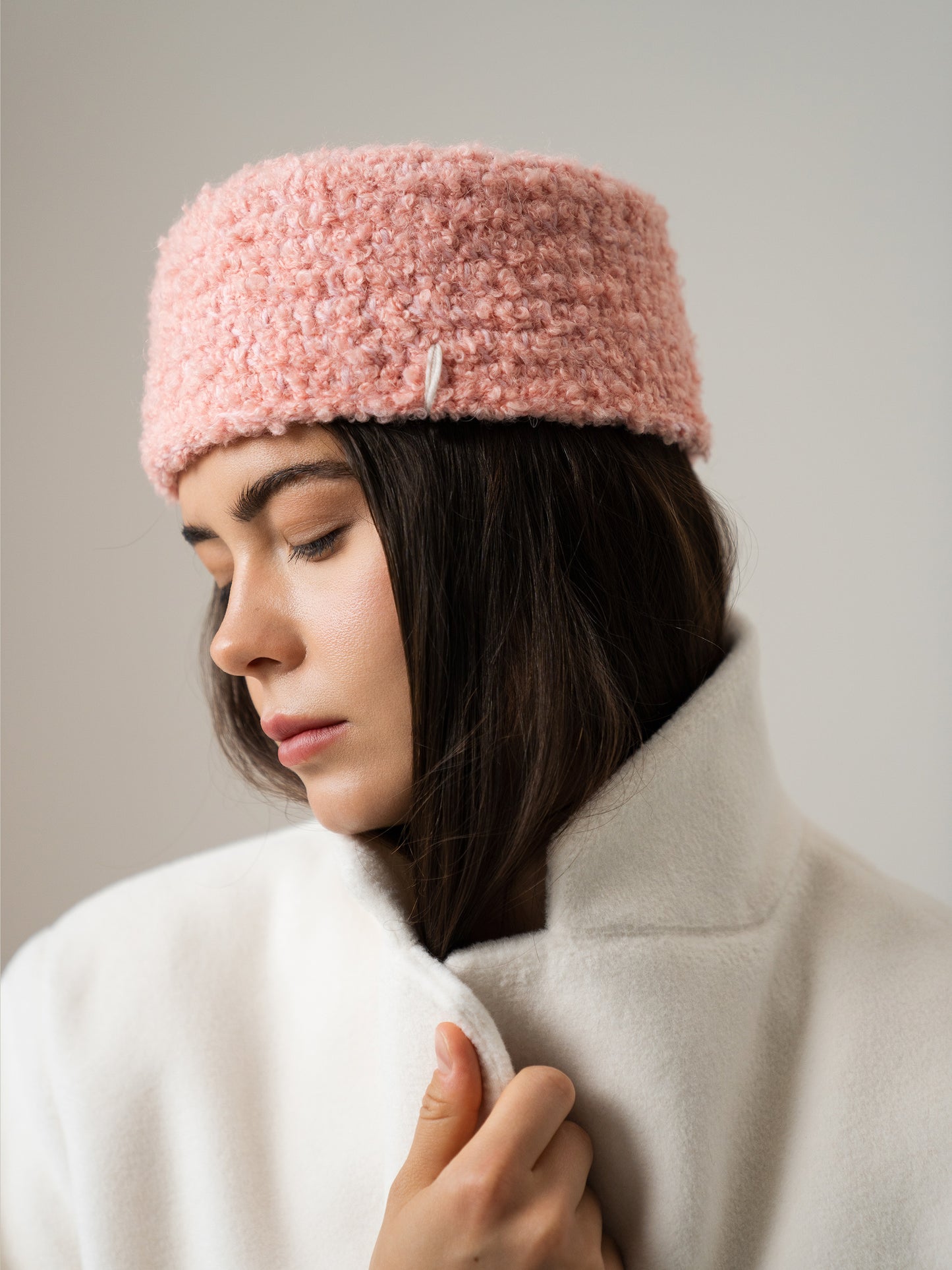 Merino Wool Pillbox Hat, Pink