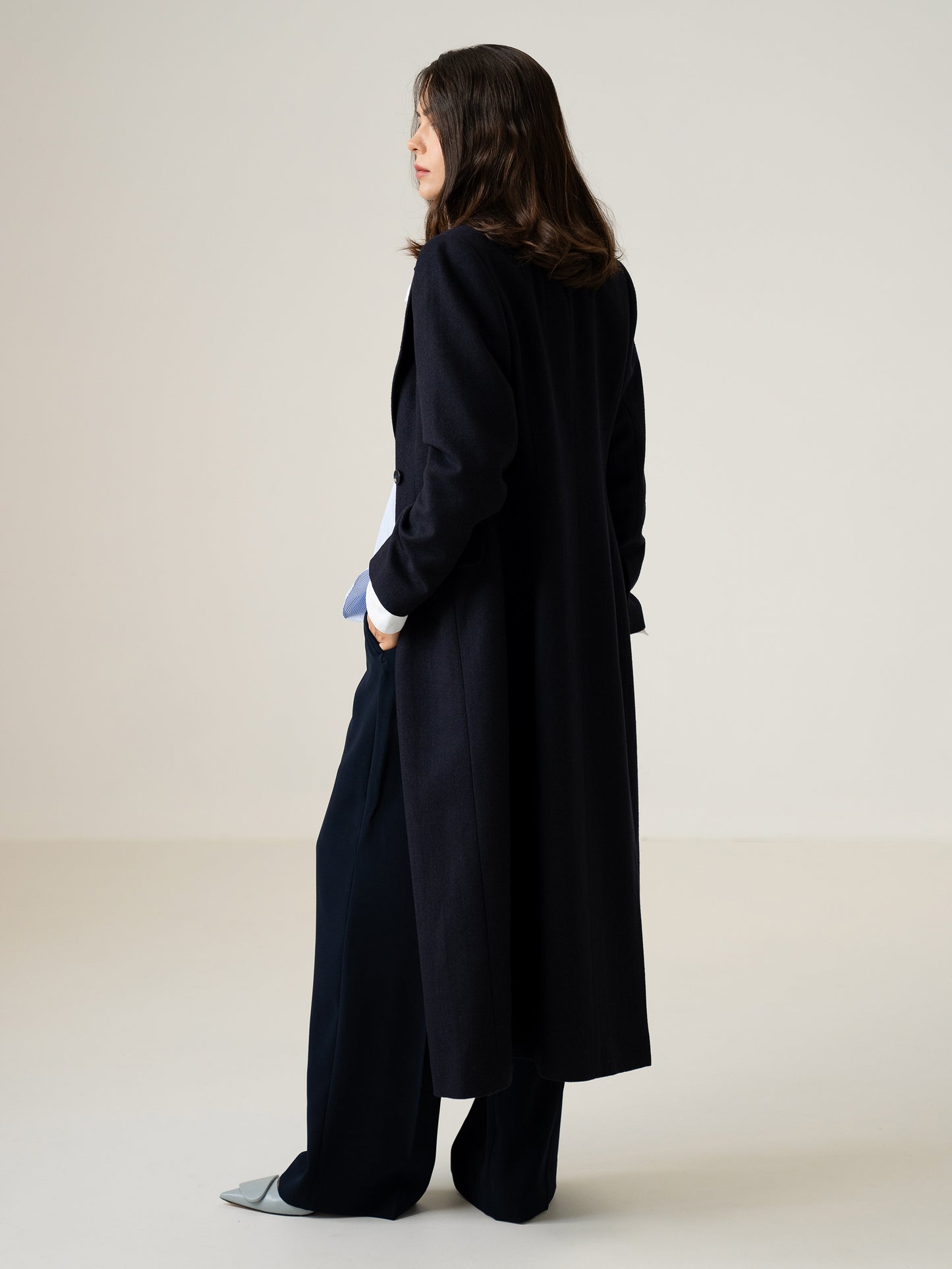 Wool & Cashmere Coat "Queen", Navy blue