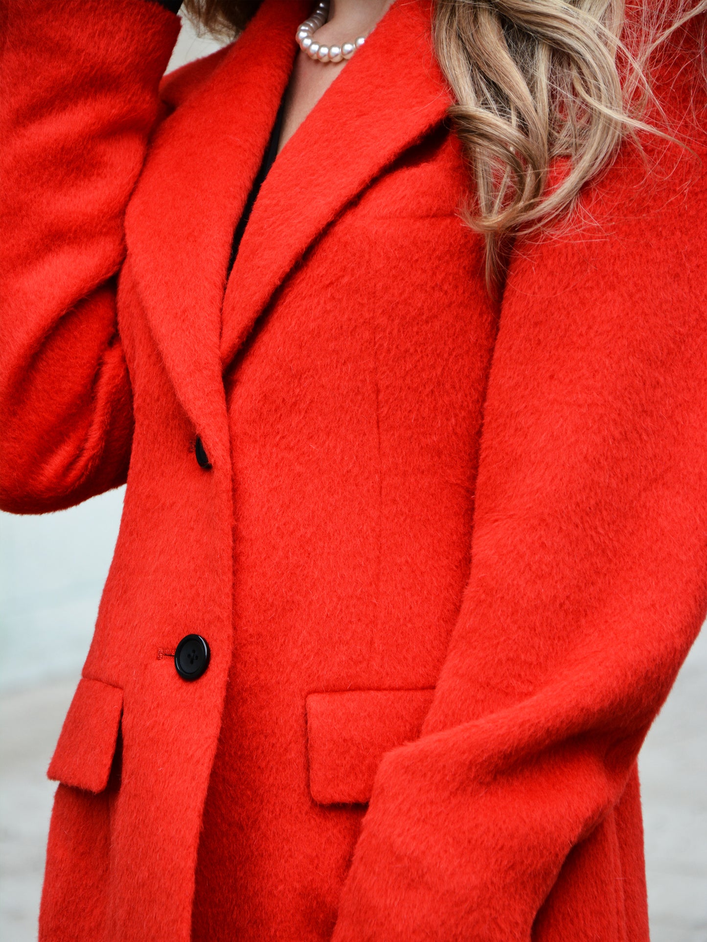 Maßgeschneiderter roter Mohair-Blazer