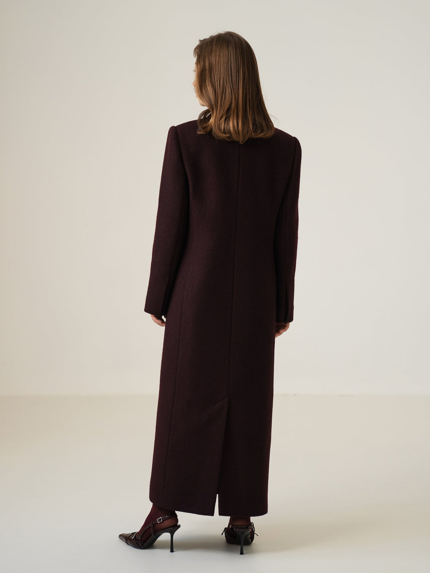 Oversized Wool Coat, Burgundy
