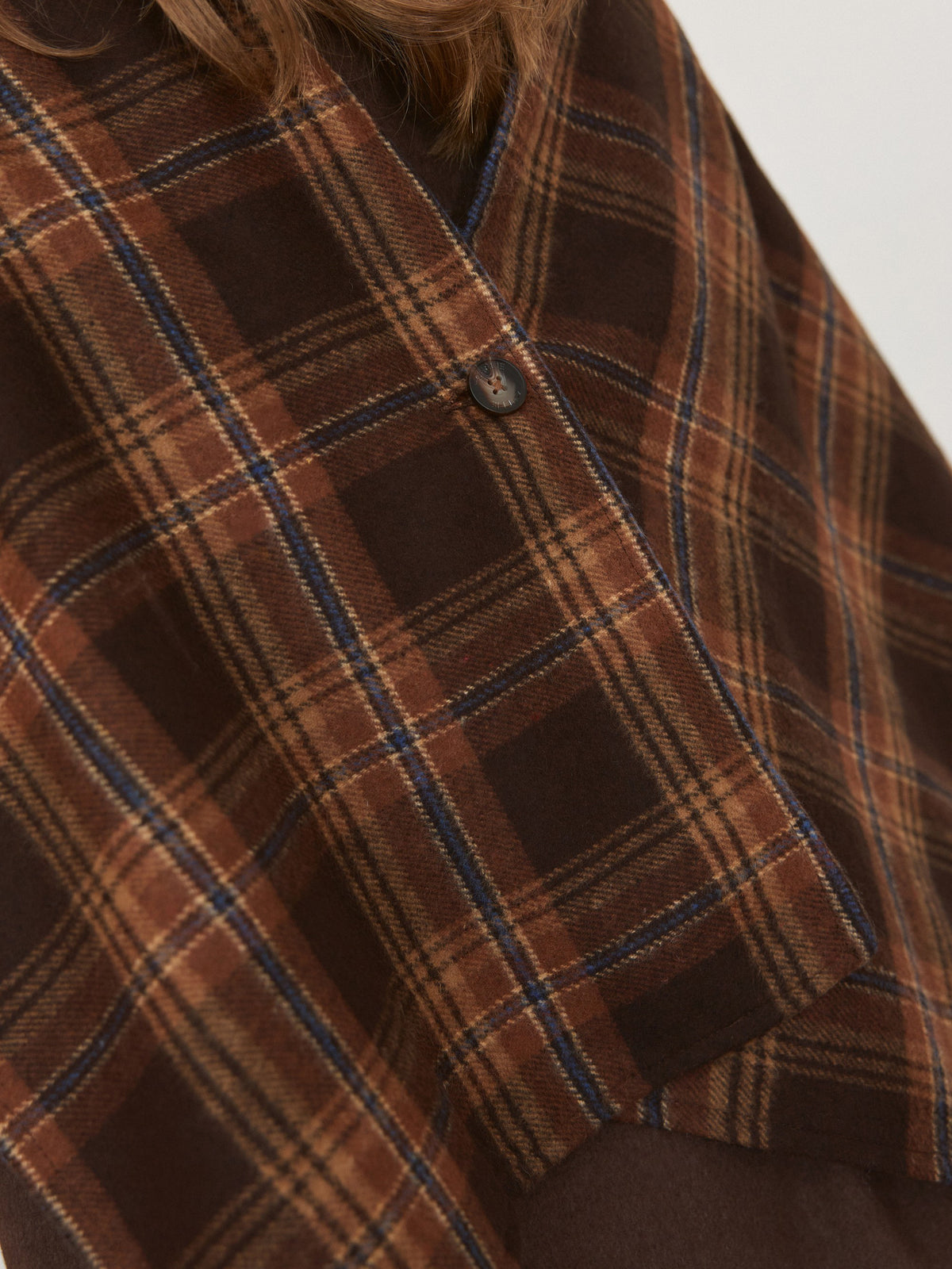 CHÉLIE brown check wool stole