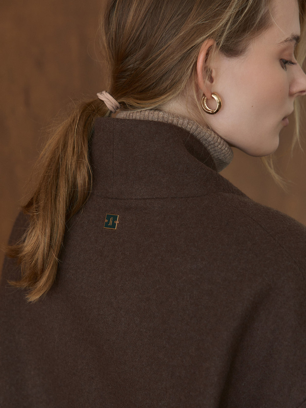 CHÉLIE chocolate brown wool kimono coat with belt