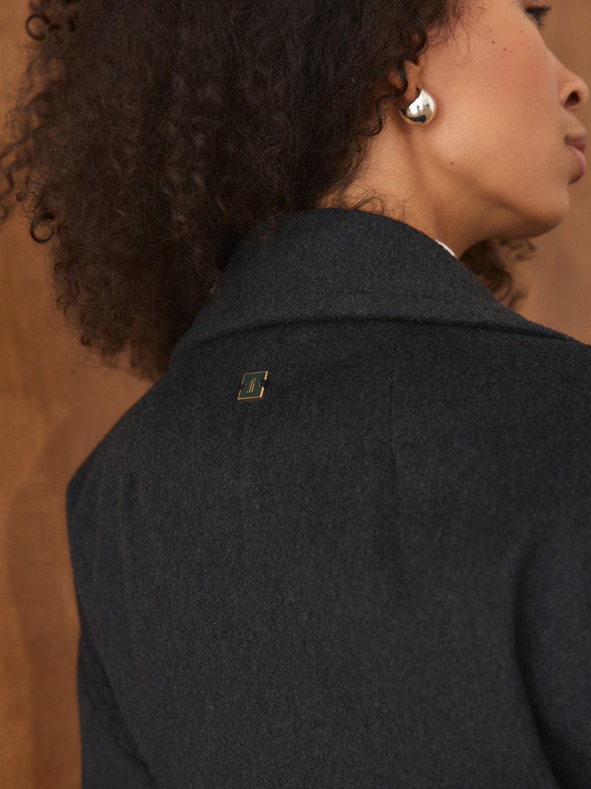 CHÉLIE graphite grey oversized wool wrap coat