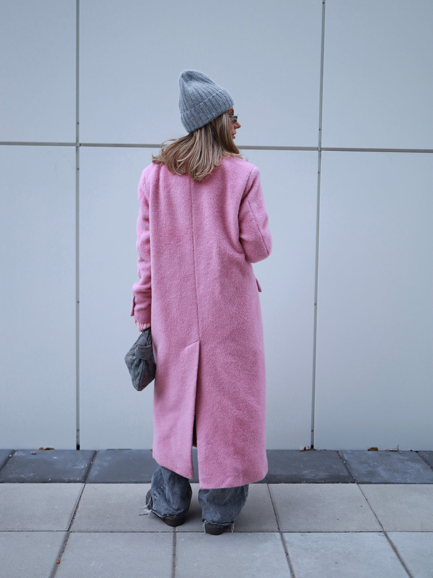 Pink Wool Coat with Masculine Shoulders 4