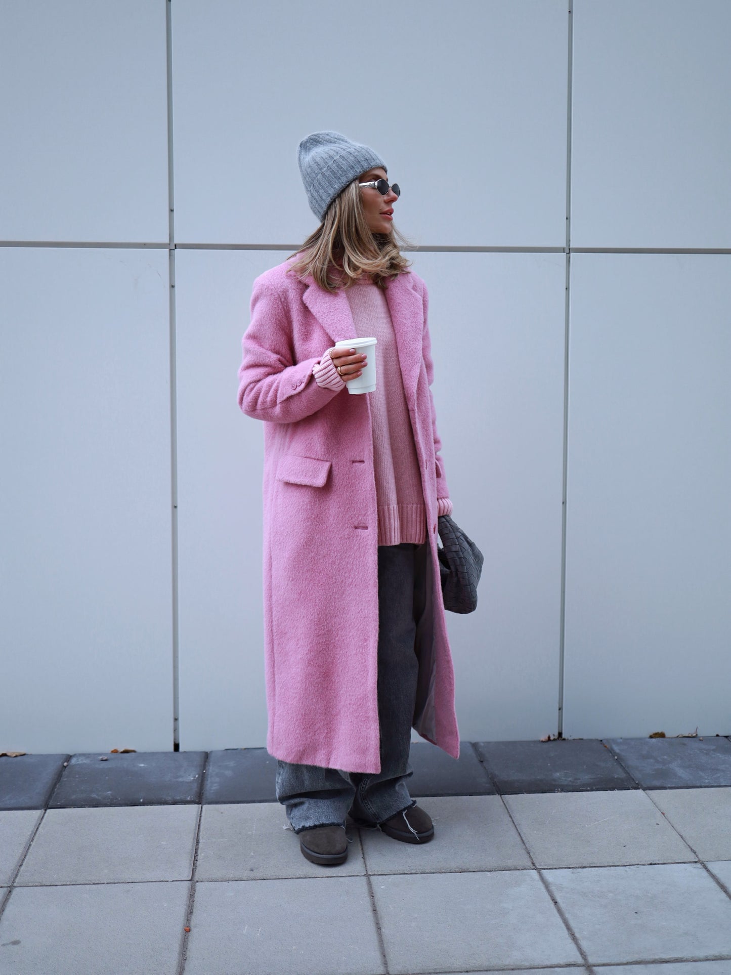 Pink Wool Coat with Masculine Shoulders 5