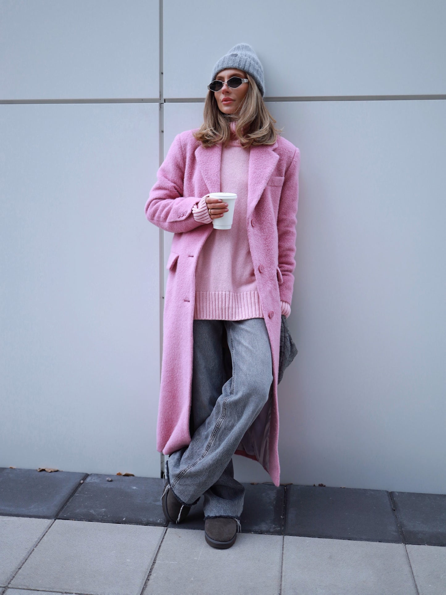 Pink Wool Coat with Masculine Shoulders 8